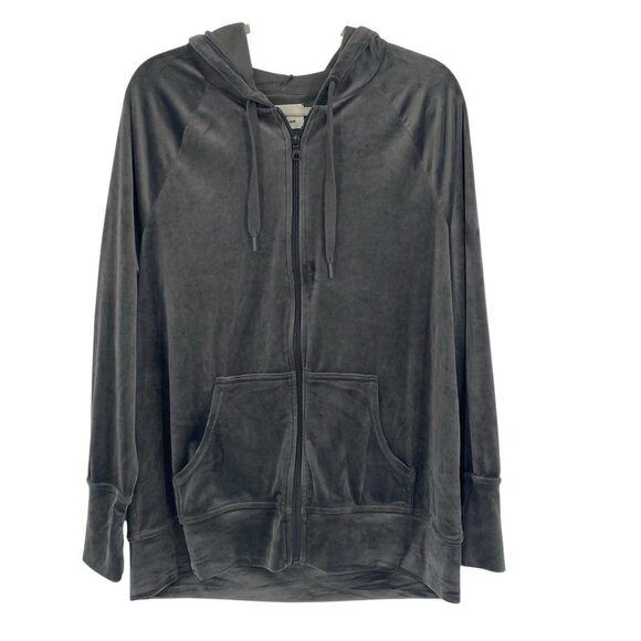 OFFLINE By Aerie After Party Velour Oversized Full Zip Hoodie Smoked Gray Size M - Picture 1 of 8